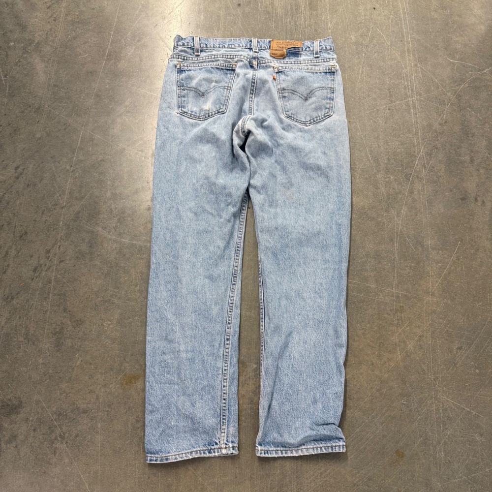 Vintage Levis 505 Orange Tab Jeans Mens 34x29 Light Wash Distressed USA Made